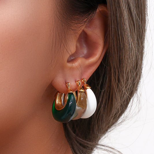 Drop hoop earring gold