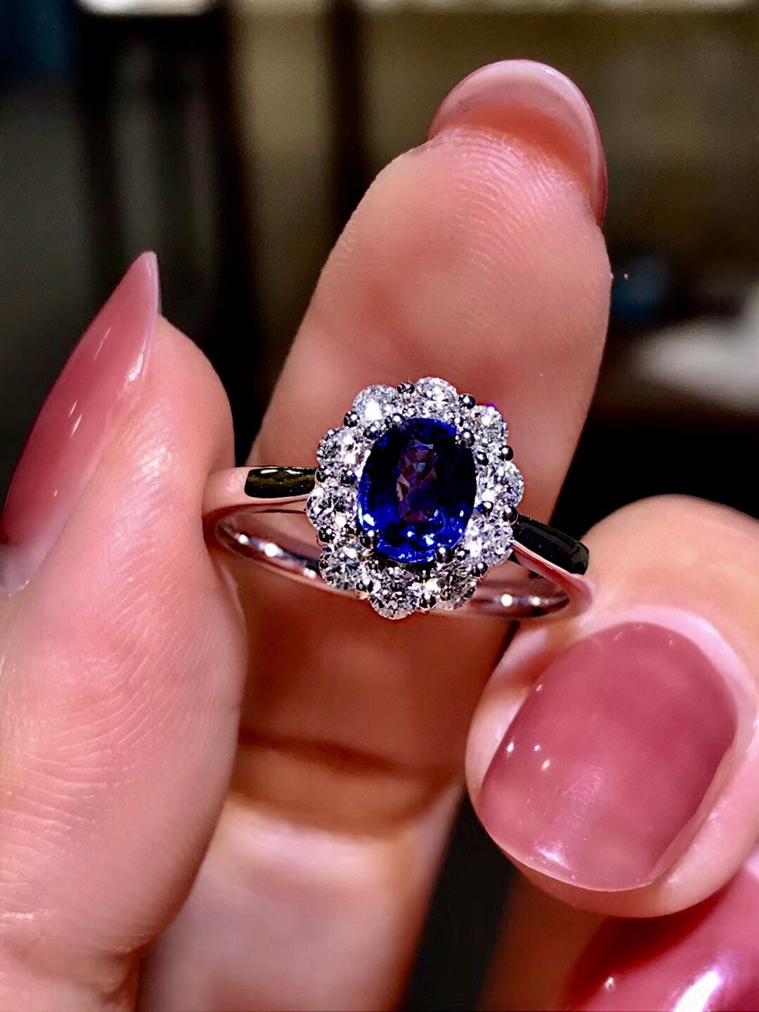 Engagement blue sapphire ring for women