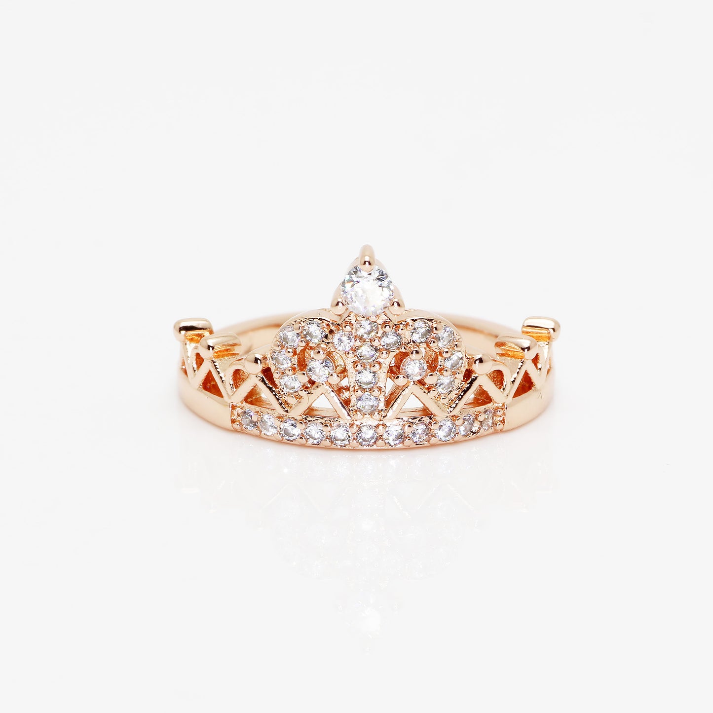 Gold women crown stone ring