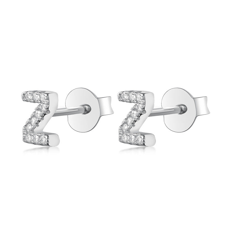 Letter stud earrings silver