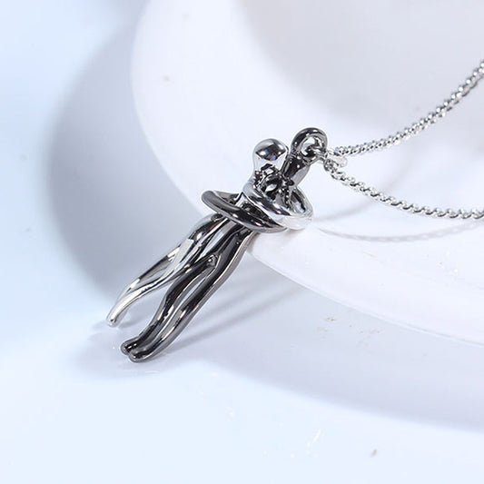 Men silver hug necklace gold