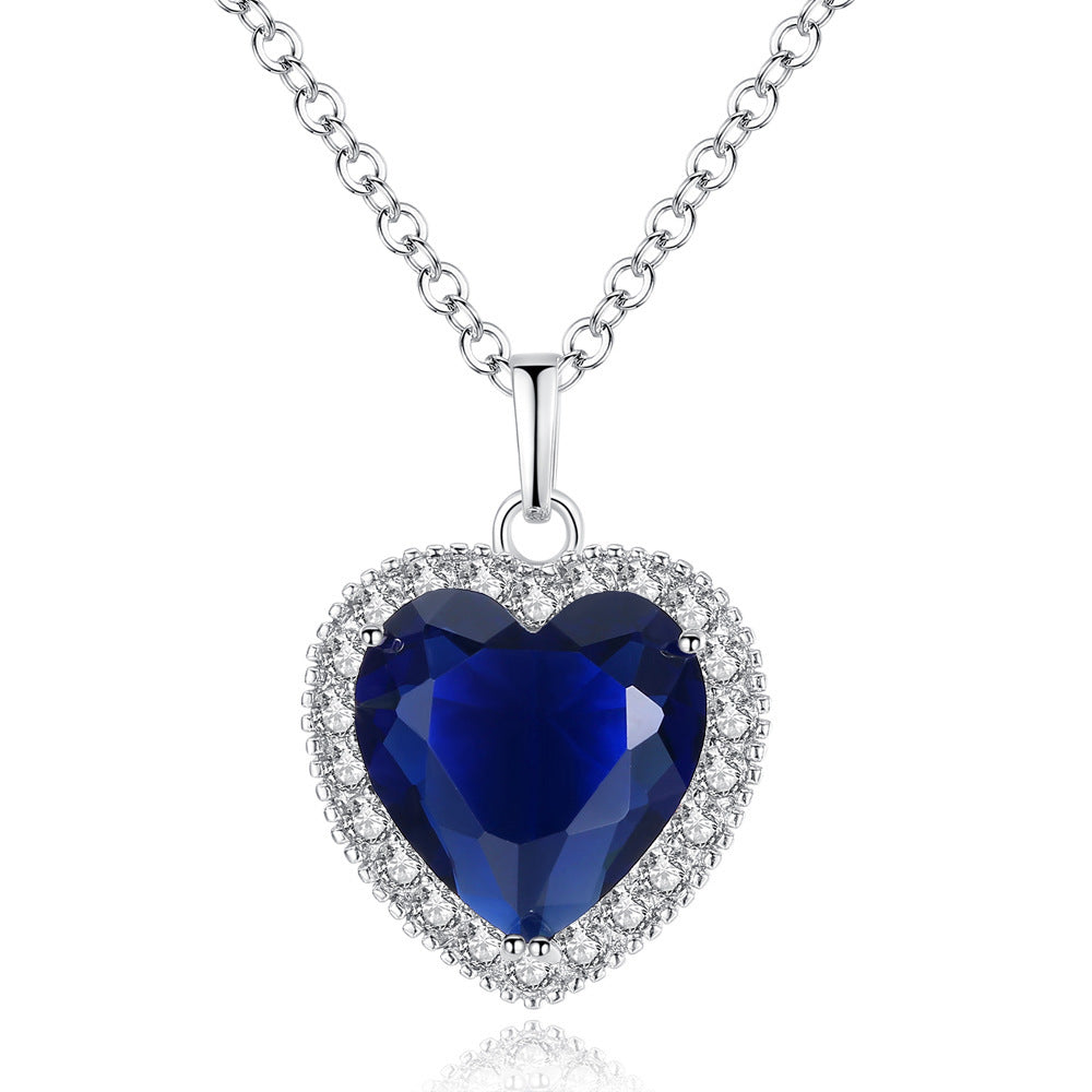 Sapphire heart pendant necklace gold