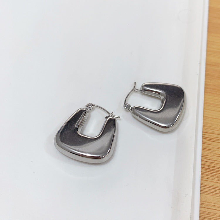 Silver square shape earrings for women hoops