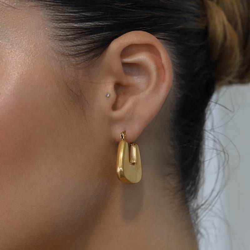 Square Shape Earrings Gold