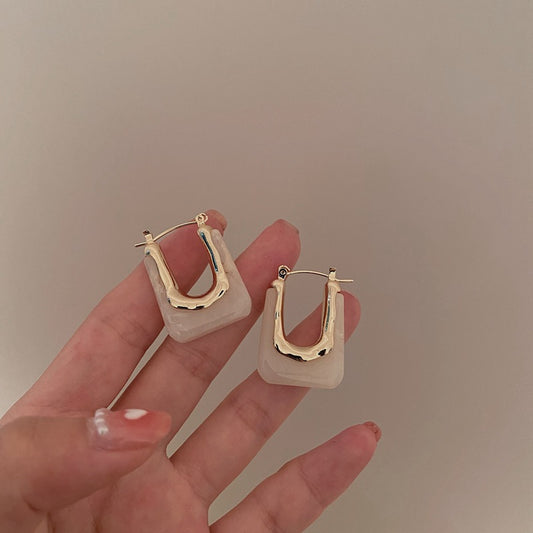 Square shape earrings gold 18k