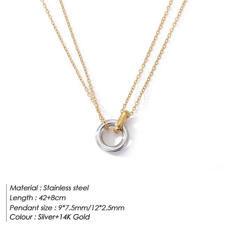 Women linked two tone pendant necklace