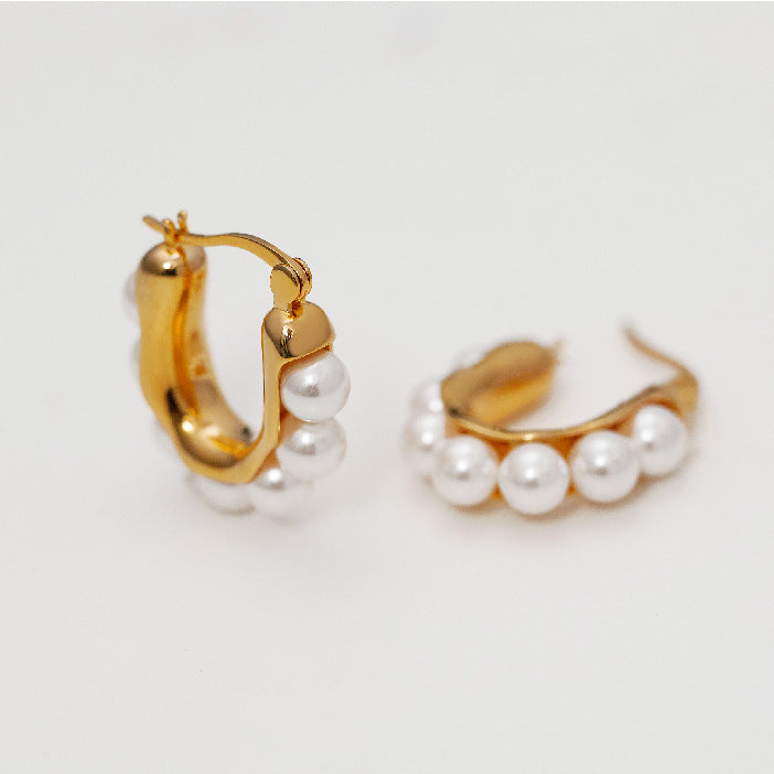 Women pearls u shaped earring