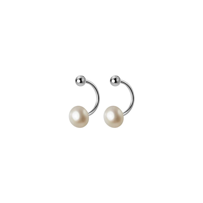 925 C- Shaped Twisted Pearl Stud Earrings™ - Jewelry Bay Store