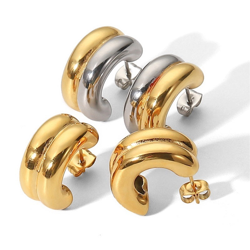 Bicolour C shaped stud earrings™ - Jewelry Bay Store