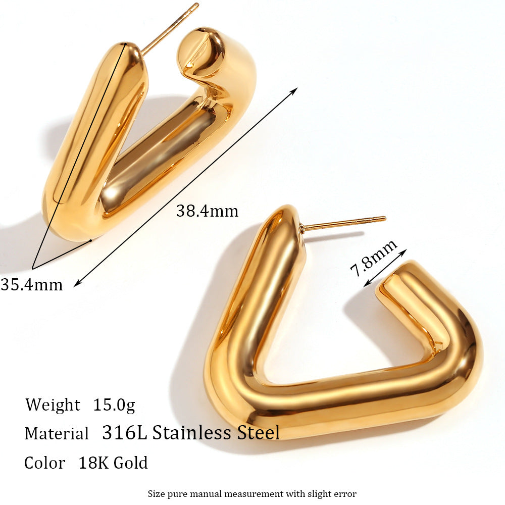 18K Gold Plated Geometric Tripod Hollow Earrings™ - Jewelry Bay Store