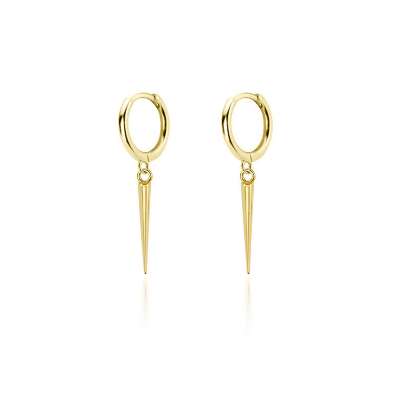 14k gold women spikes dangle drop hoop earrings silver