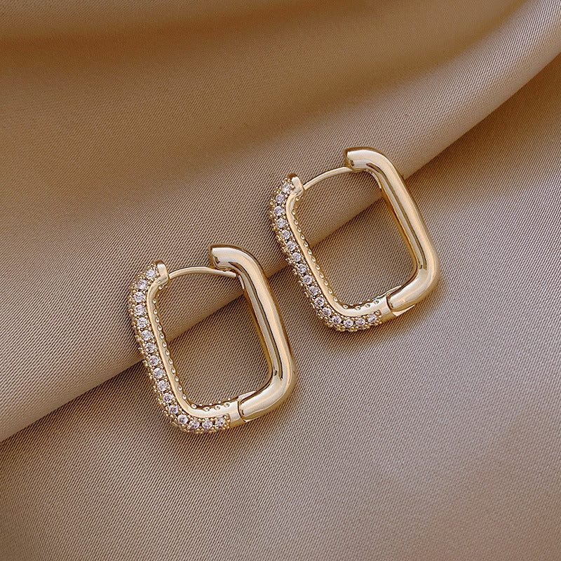 U-shaped gold zircon earrings™ - Jewelry Bay Store