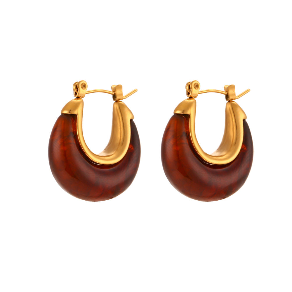 18k gold hoop drop earrings for women