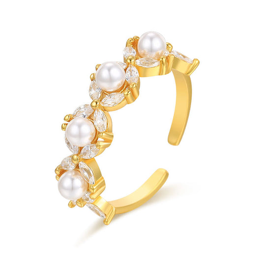 18k gold pearl ring for classy women