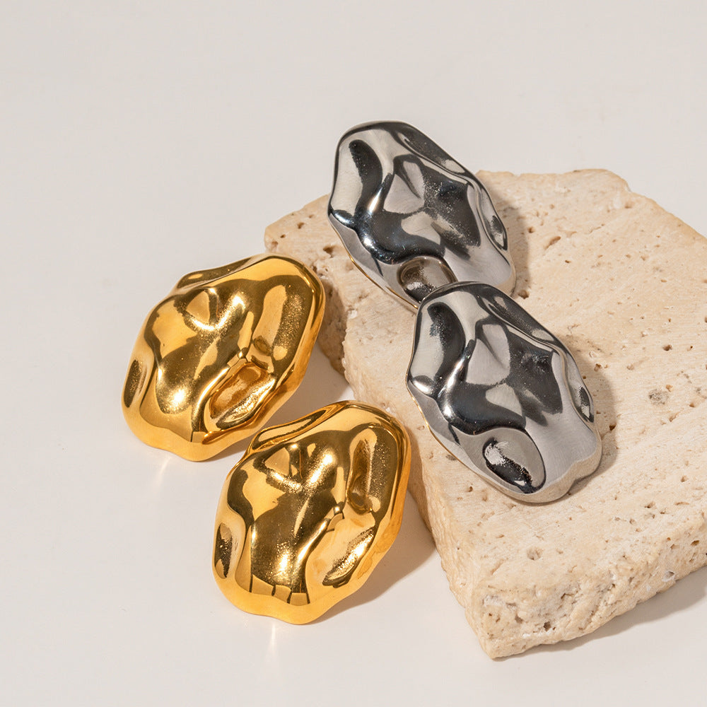 22k gold stud rough edges earrings for women