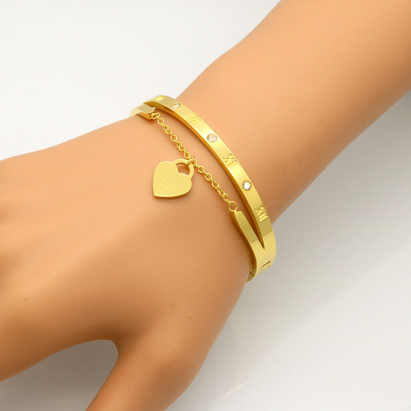 Dainty heart shaped bangle bracelet™ - Jewelry Bay Store