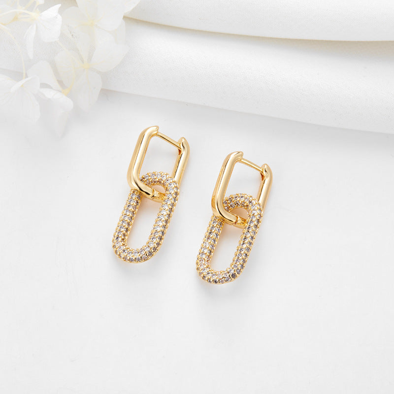 Gold Geometric Oval Rectangle Hoop Earrings™ - Jewelry Bay Store