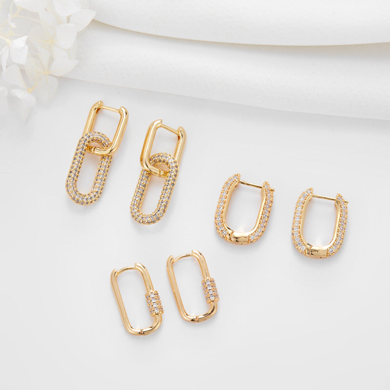 Gold Geometric Oval Rectangle Hoop Earrings™ - Jewelry Bay Store