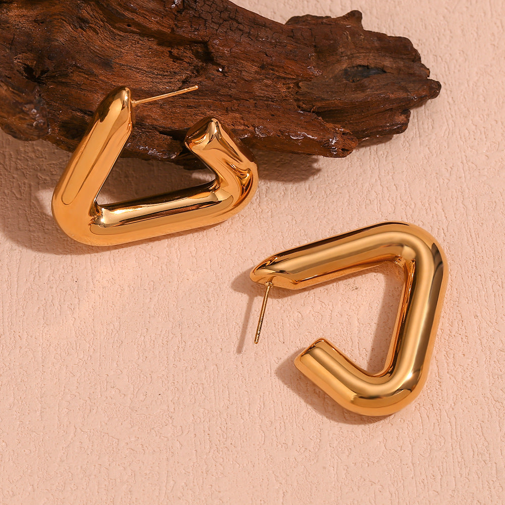 18K Gold Plated Geometric Tripod Hollow Earrings™ - Jewelry Bay Store