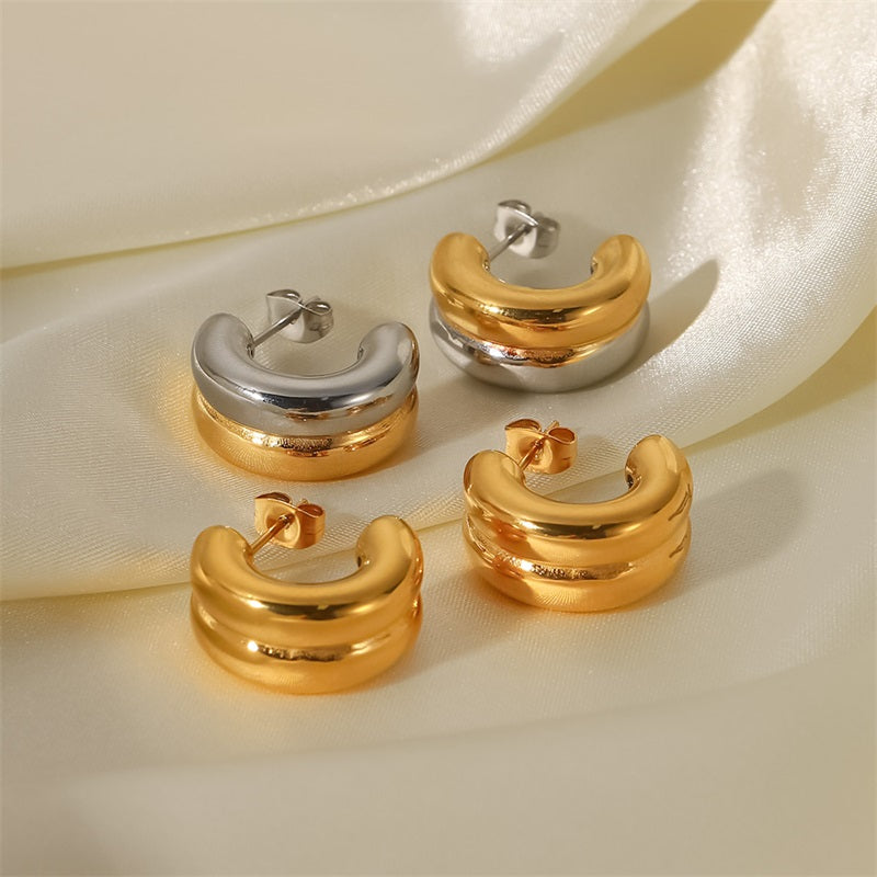 Bicolour C shaped stud earrings™ - Jewelry Bay Store