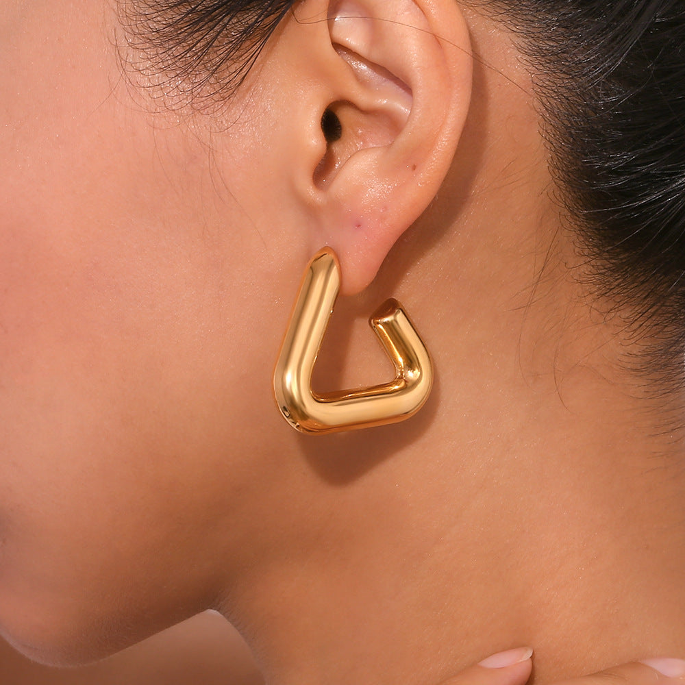 18K Gold Plated Geometric Tripod Hollow Earrings™ - Jewelry Bay Store