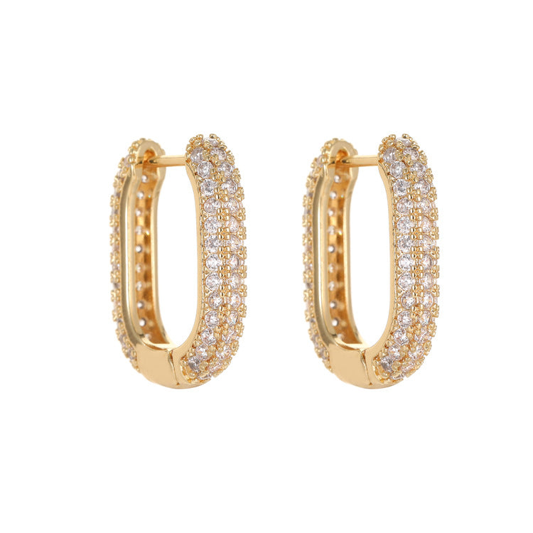 Gold Geometric Oval Rectangle Hoop Earrings™ - Jewelry Bay Store