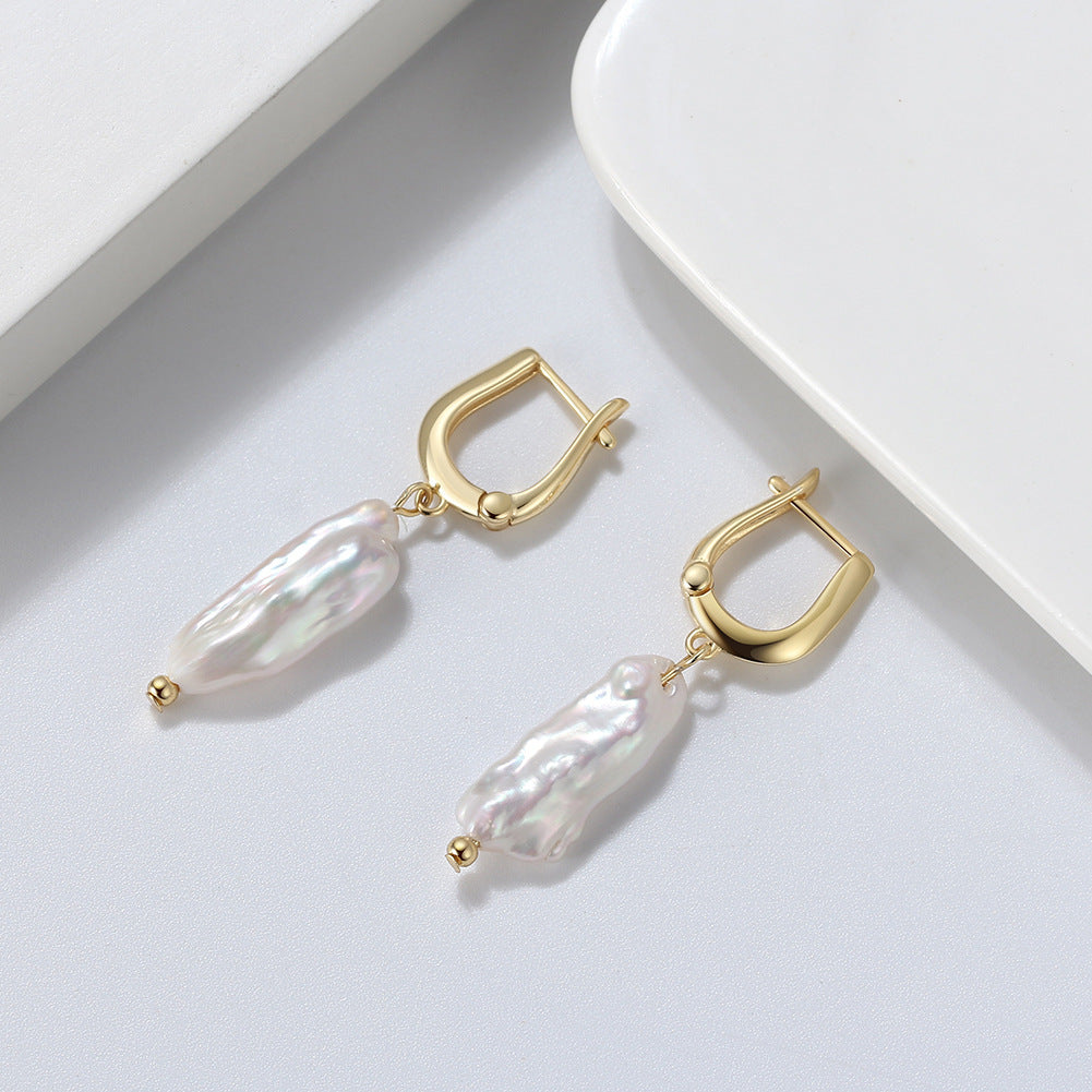 Aquamarine and pearl drop earrings studs
