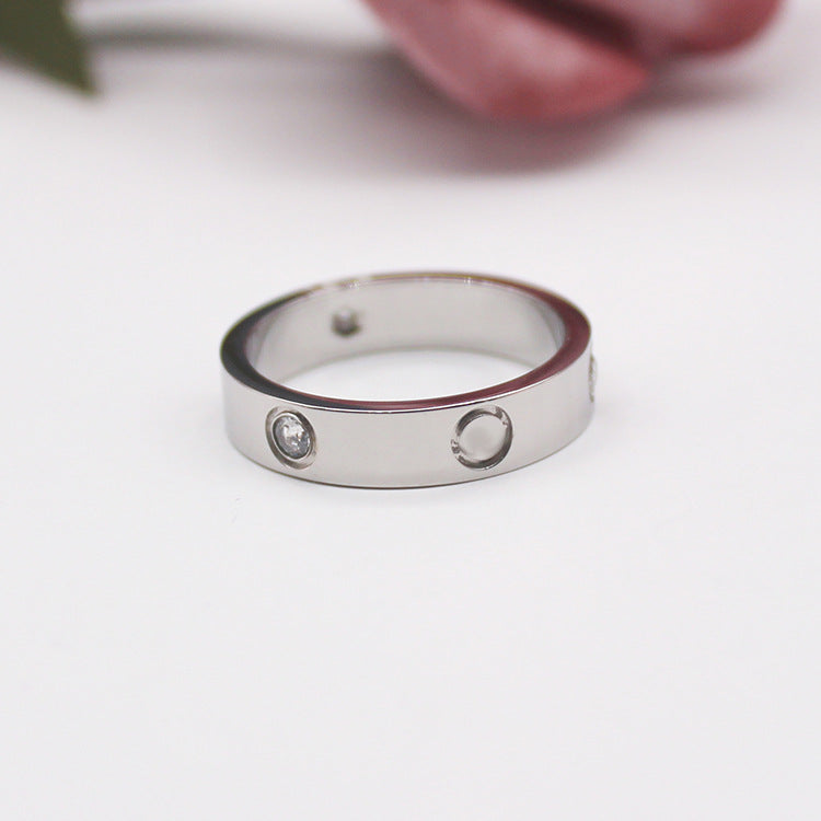 Band silver women dainty luxury ring with stone