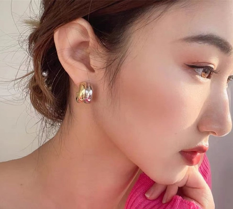 Bicolor double c earring dupe