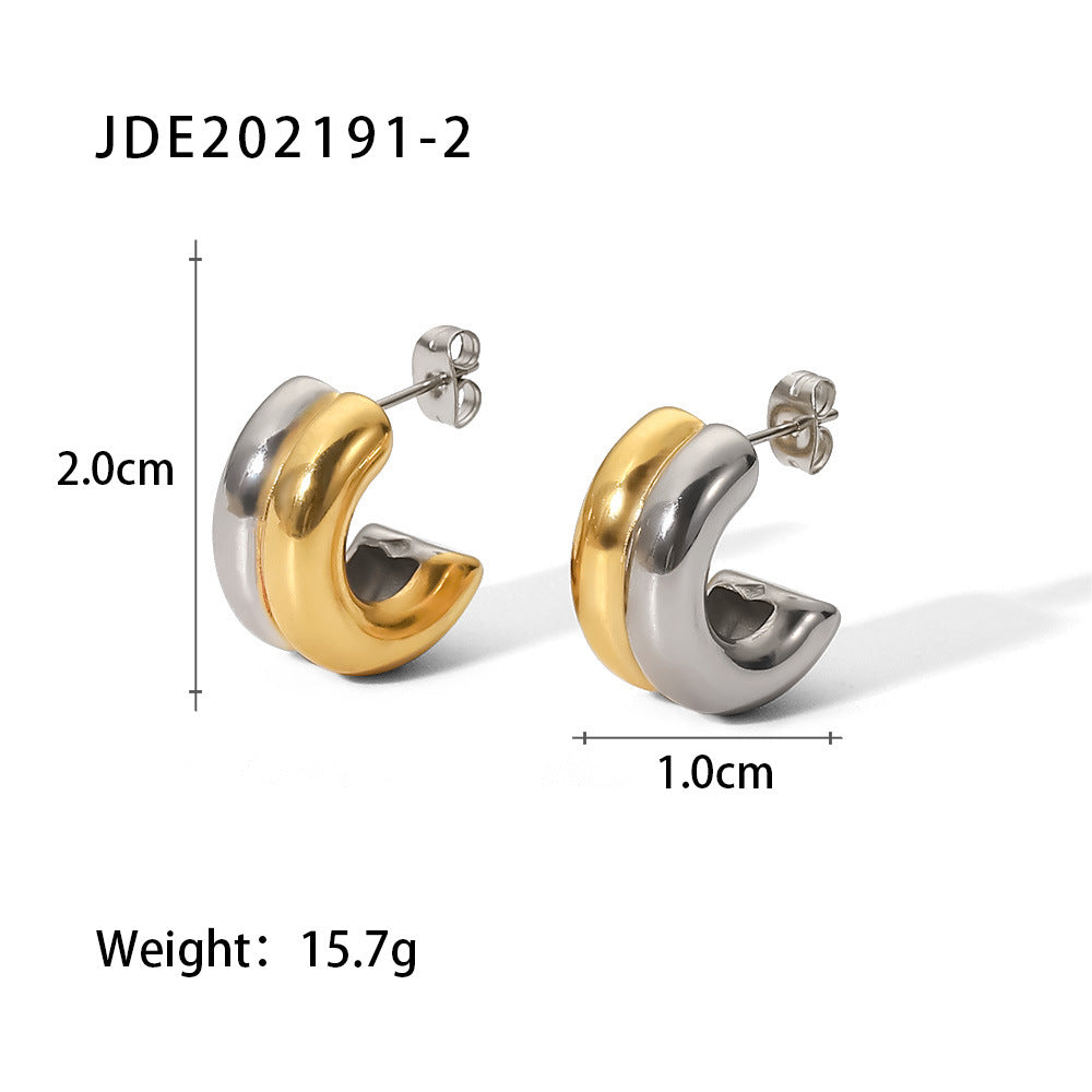 Bicolor double c earring gold