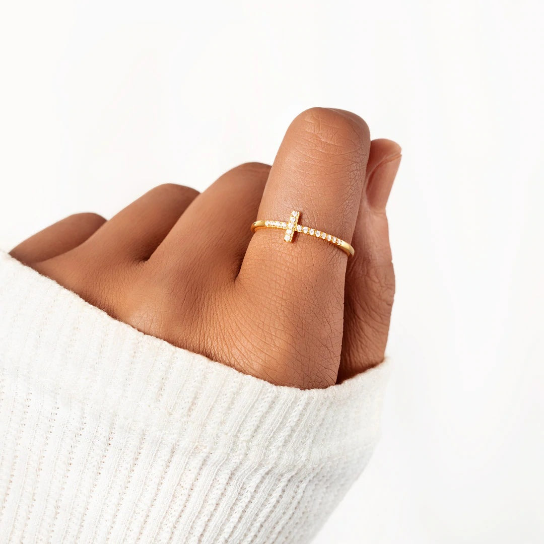 Cross rings for women gold 14k