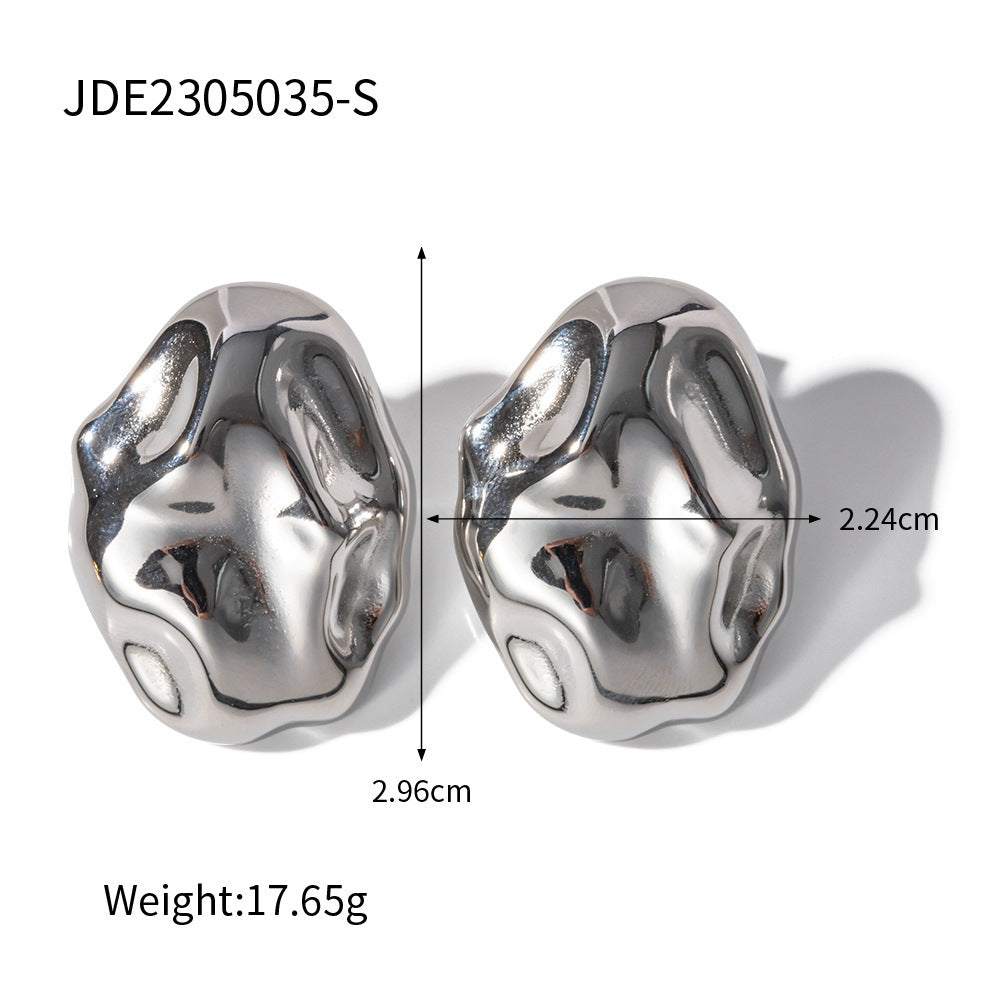 Elegant stud rough edges earrings for women silver
