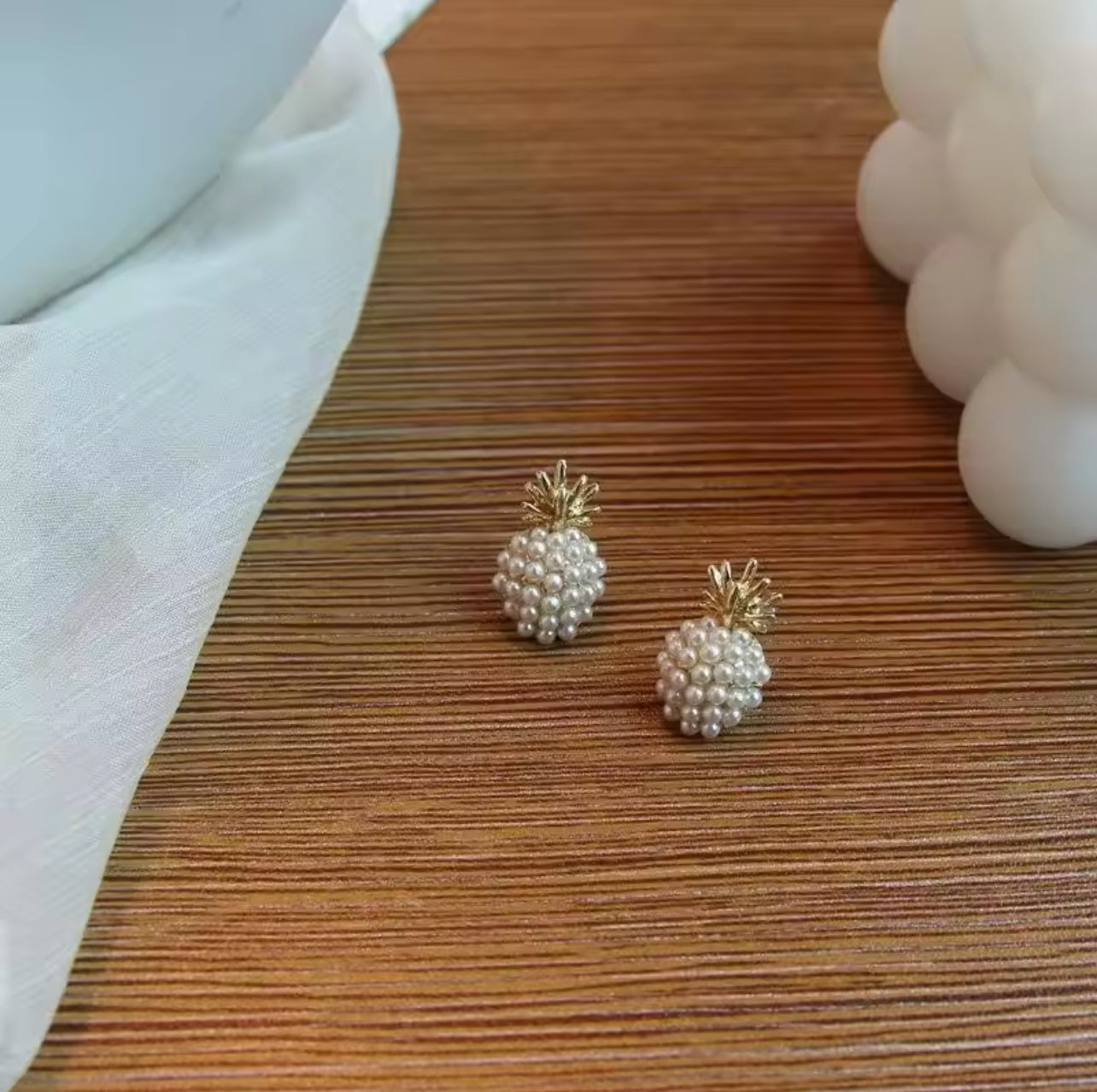 Pineapple Pearl Ear Stud Earrings - Jewelry Bay Store