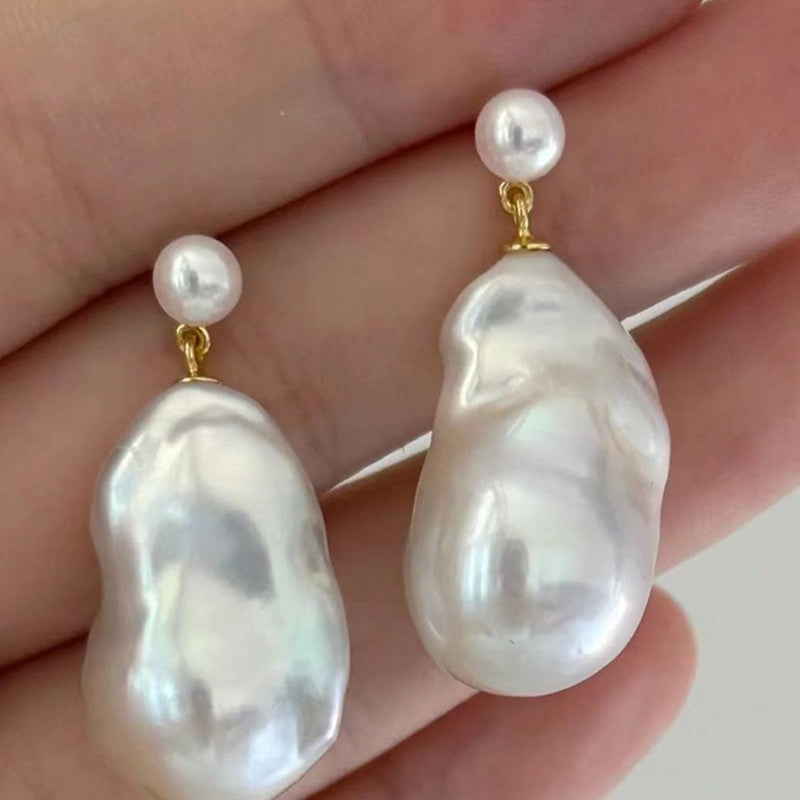 Natural pearl earrings antique gold