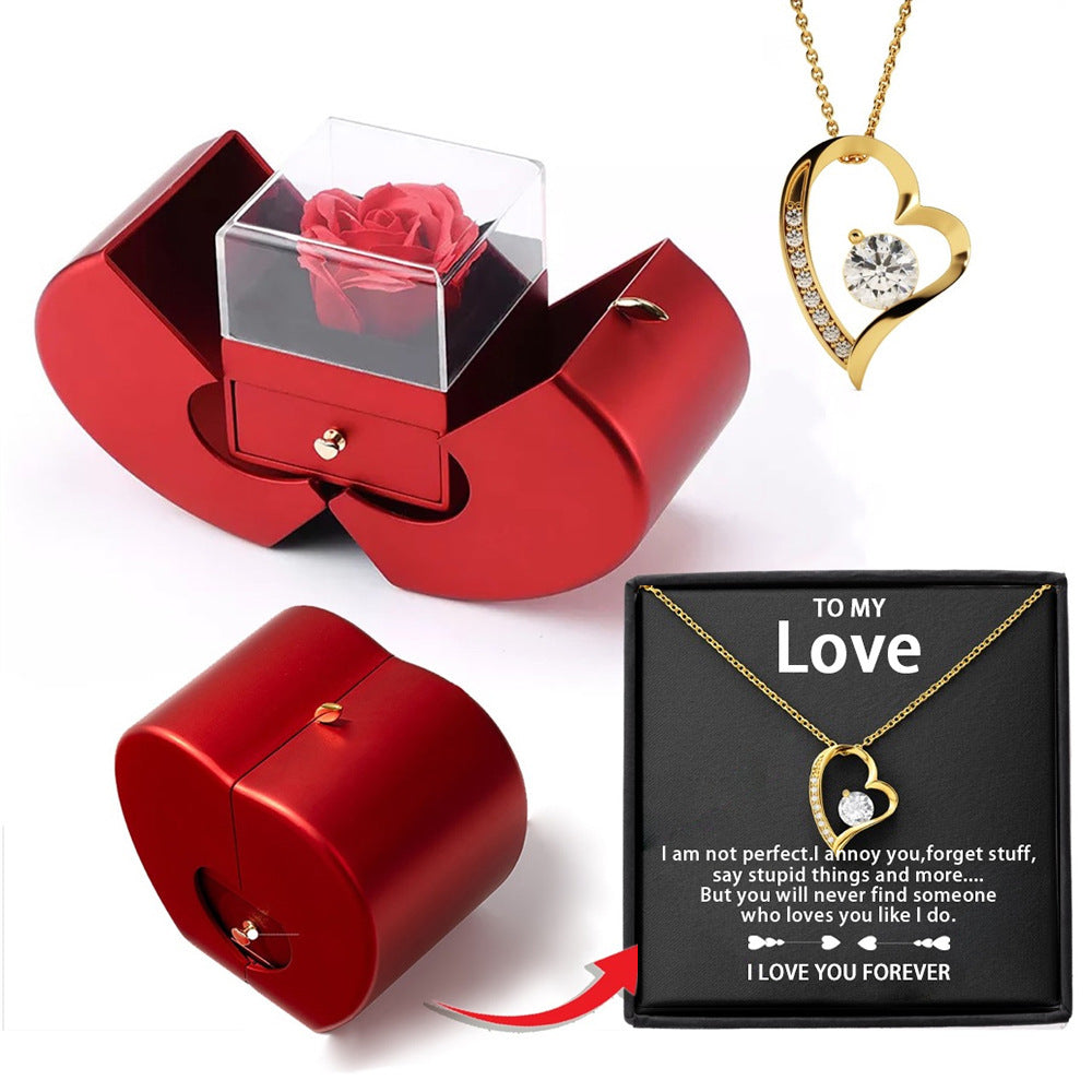 Rose gold love shaped necklace for women