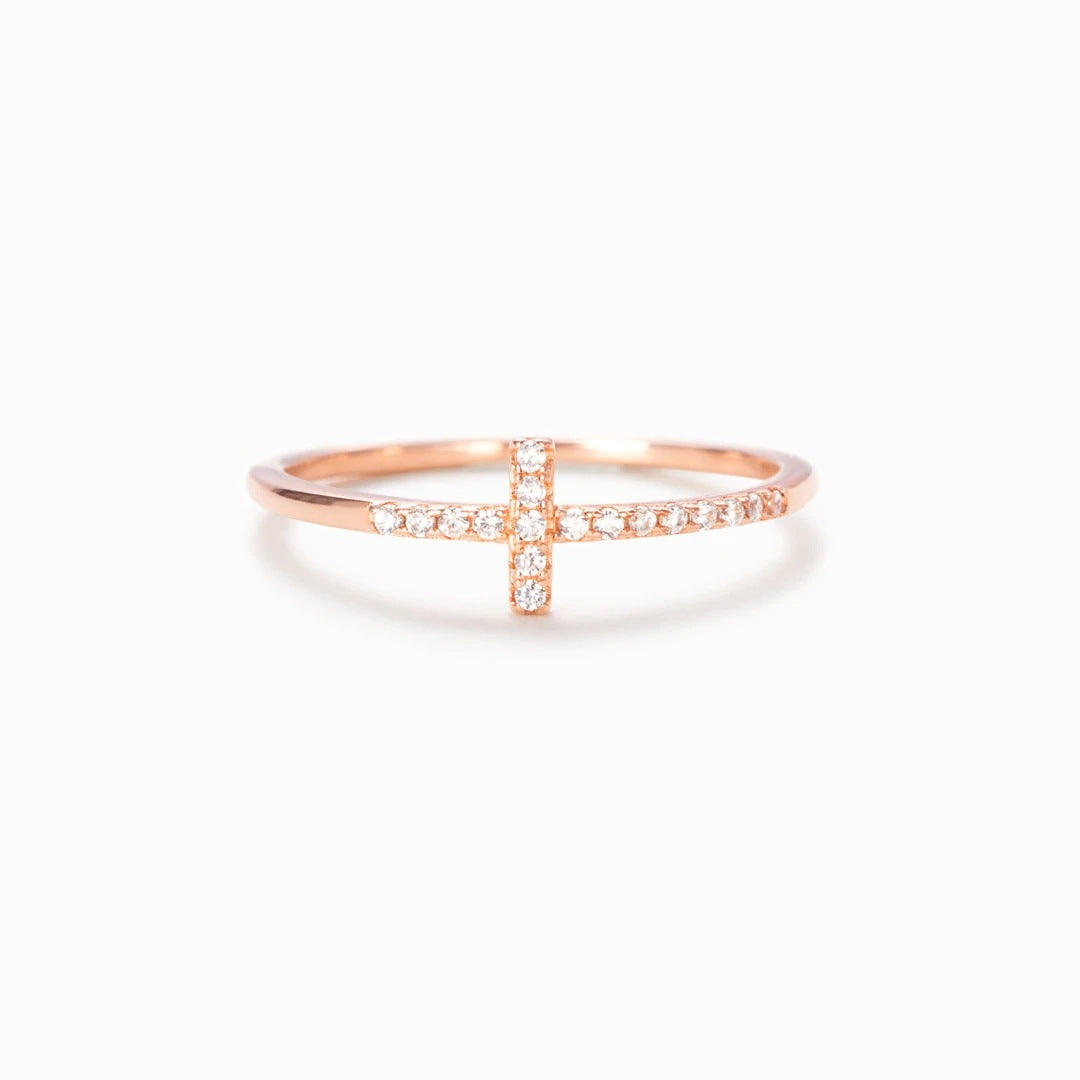 Silver cross rings for women rose gold 14k