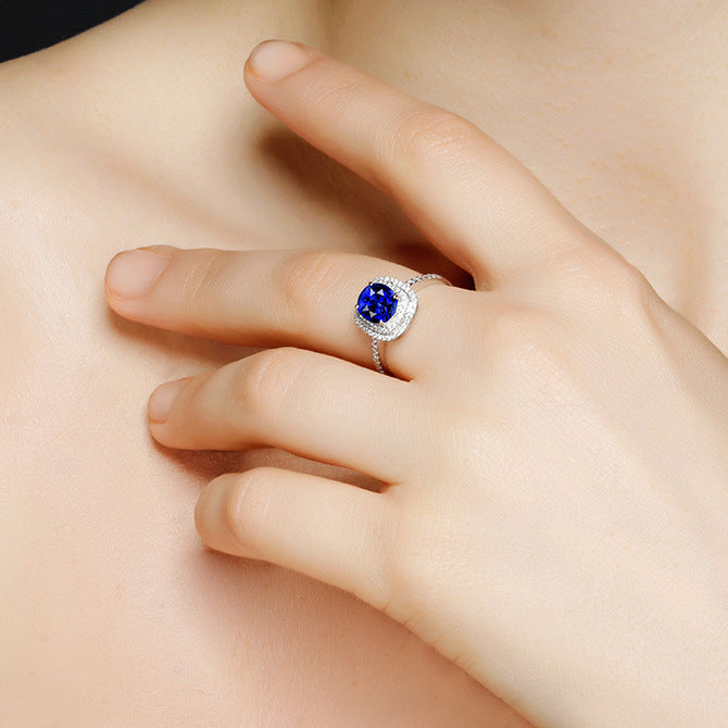 Statement gold blue sapphire ring for women