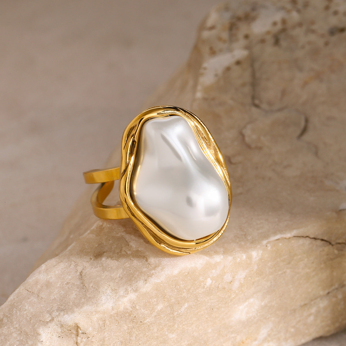 Statement pearl gold ring for women price