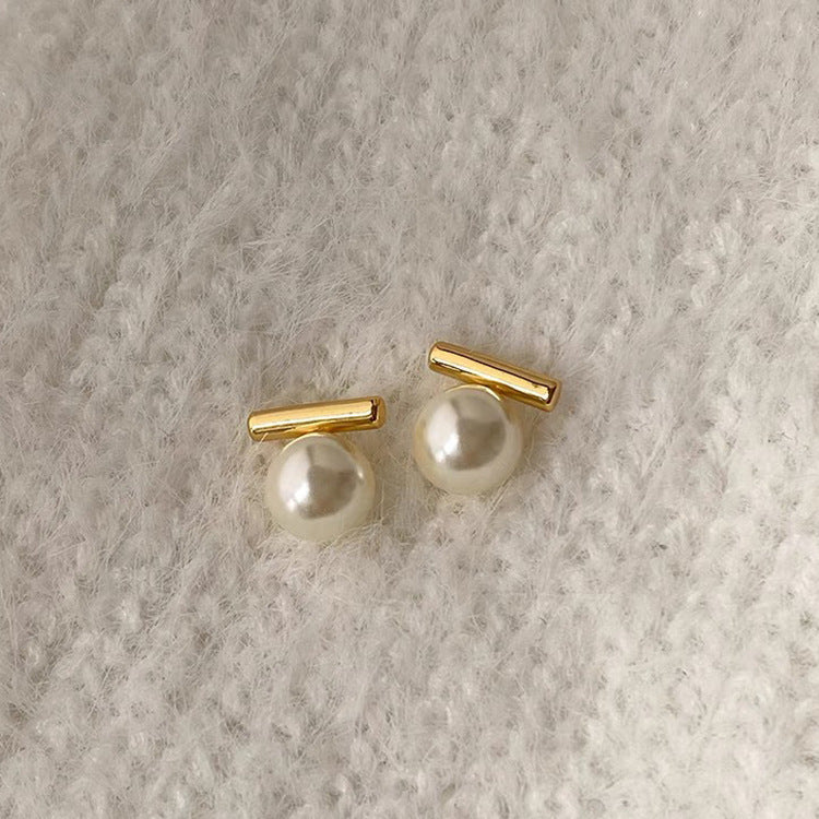 Stud women real pearl earrings gold
