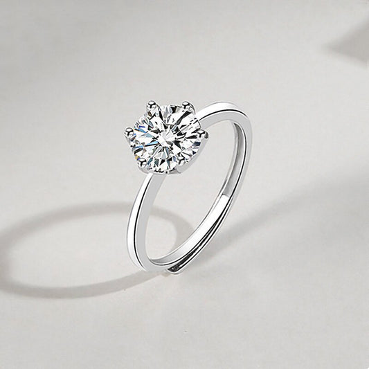 White gold engagement ring silver for women