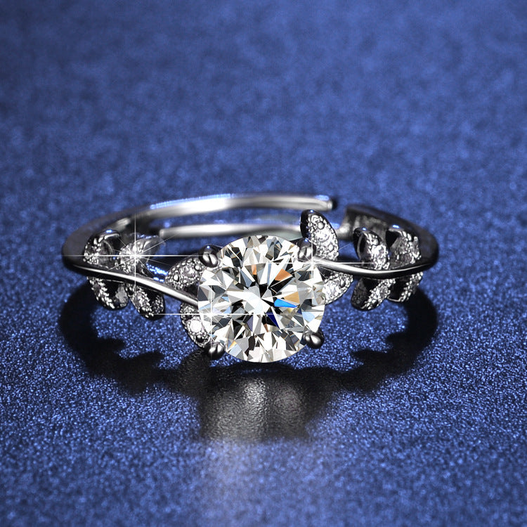 White gold women leave engagement ring silver price