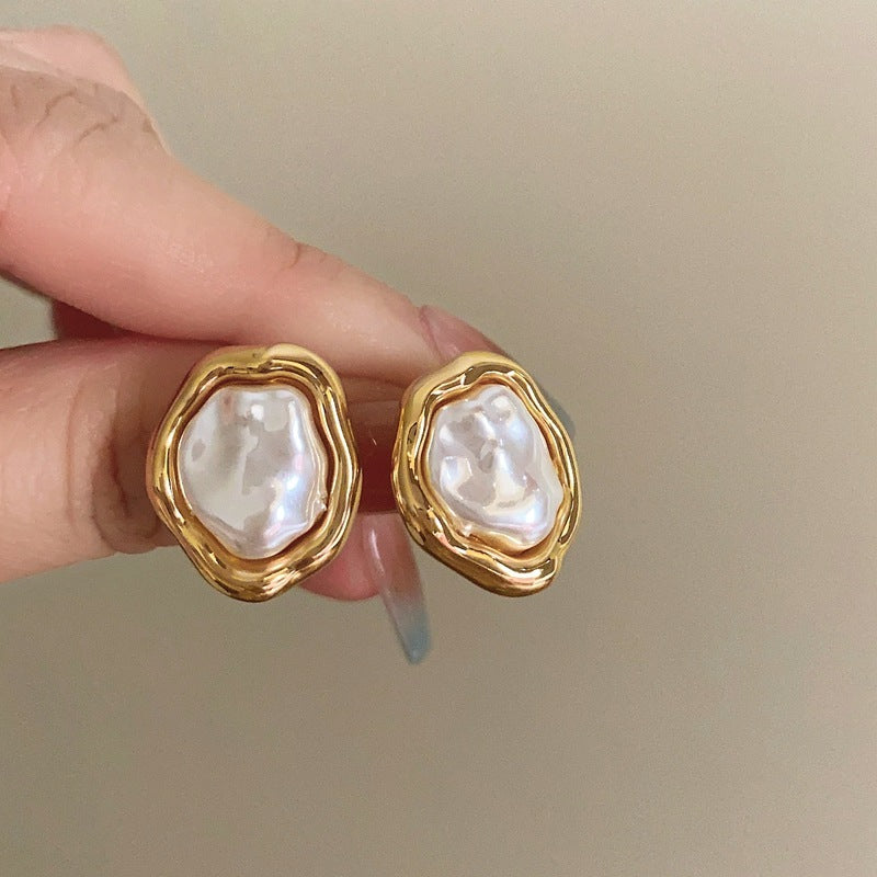 Women natural pearl earrings gold 14k
