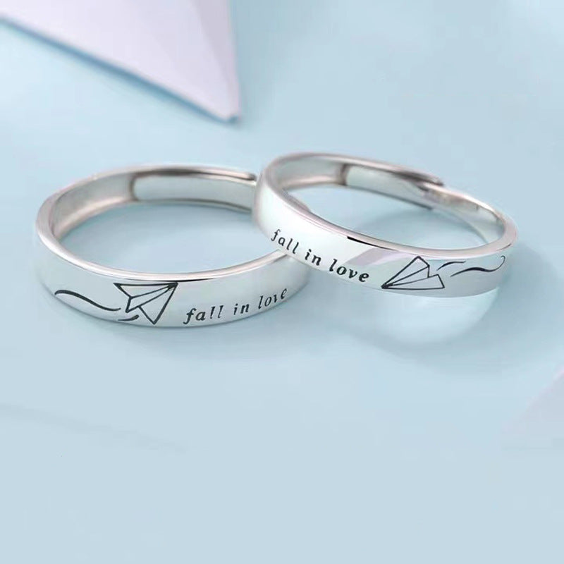 Women silver matching couple rings for her