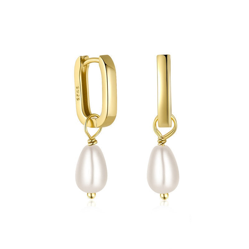 S925 Sterling Silver U-shaped Pearl Earrings™ - Jewelry Bay Store