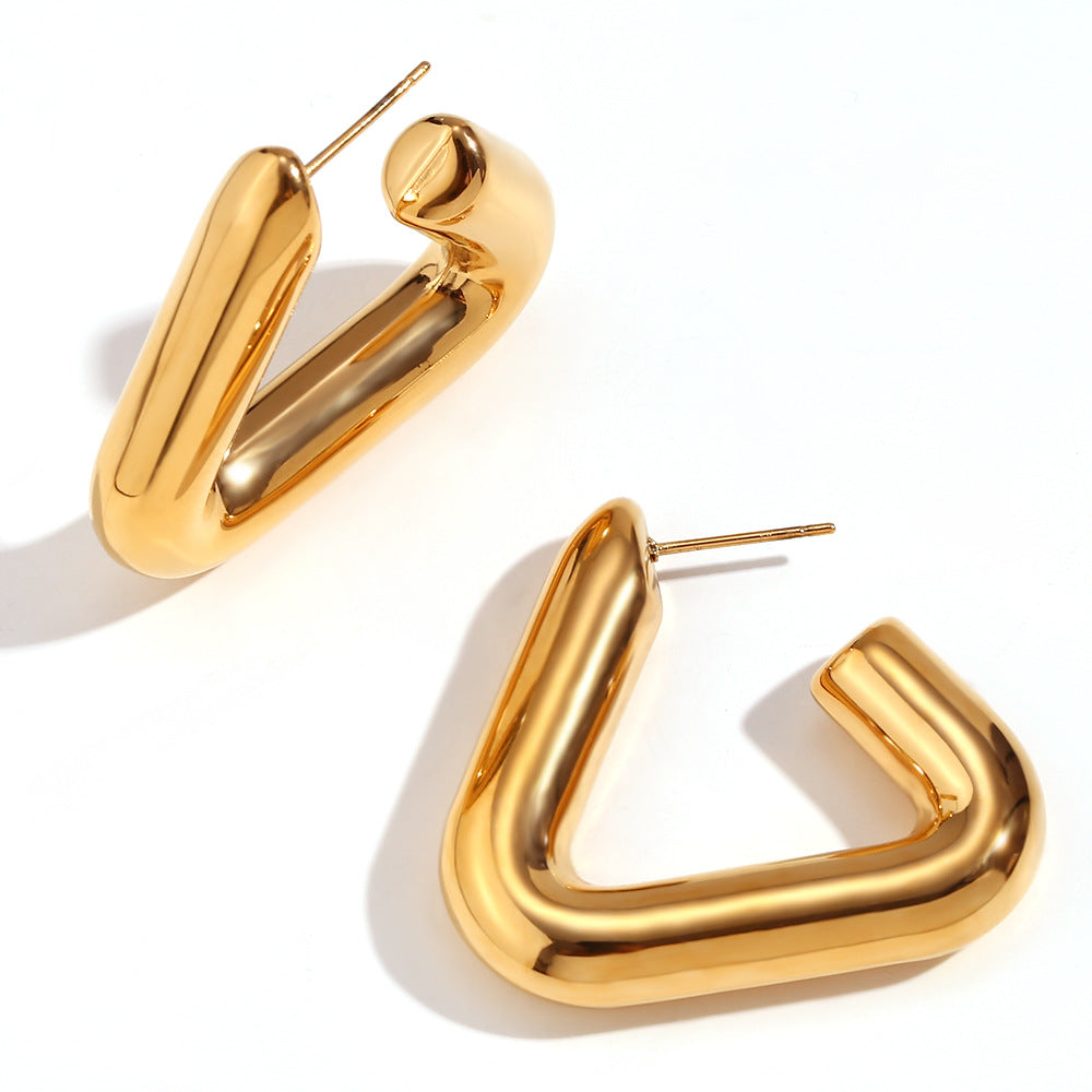 18K Gold Plated Geometric Tripod Hollow Earrings™ - Jewelry Bay Store