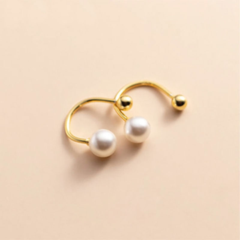 925 C- Shaped Twisted Pearl Stud Earrings™ - Jewelry Bay Store