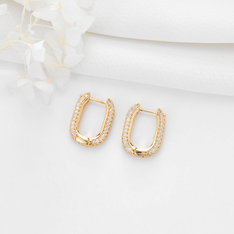 Gold Geometric Oval Rectangle Hoop Earrings™ - Jewelry Bay Store