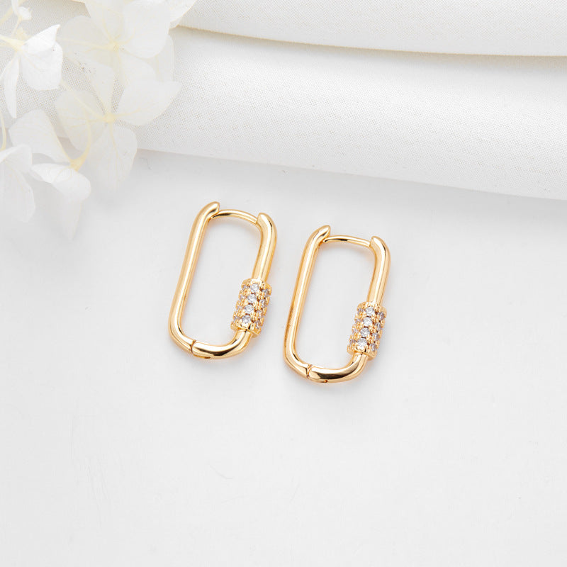 Gold Geometric Oval Rectangle Hoop Earrings™ - Jewelry Bay Store