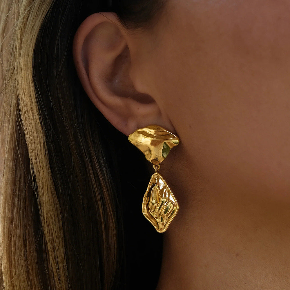 Elegant Irregular Golden Leaf Design Earrings™ - Jewelry Bay Store